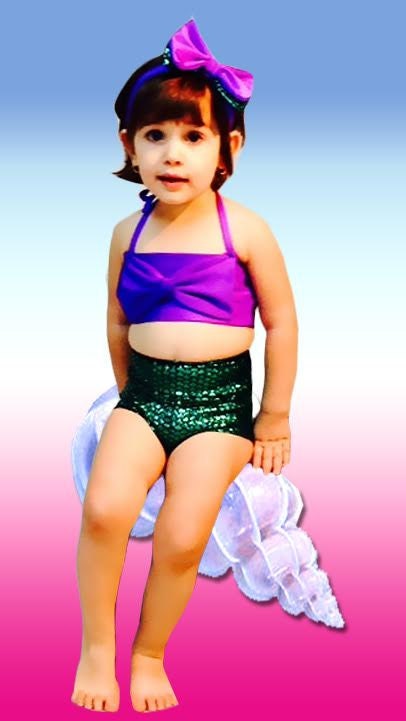 Hi Waist Mermaid Bikini Set with Headband!